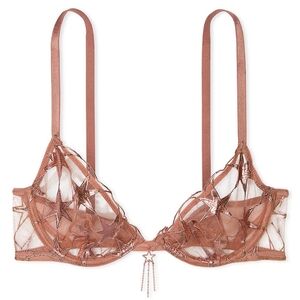 NWT Victoria's Secret Stardust Embroidery Unlined Low-Cut Demi Bra